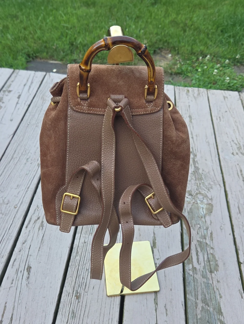 Vintage Gucci Suede Bamboo 00317050030 Mini Backpack $4,500 Estimated Retail GUC